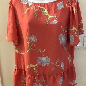 Orange Floral Blouse